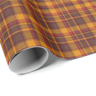 Cosy Mustard Yellow and Rust Tartan Design Wrapping Paper