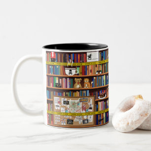 Cosy Mysteries Bookshelf Two-Tone Coffee Mug