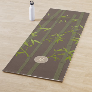 Cosy Natural Zen Bamboo Earthy Custom Monogram Yoga Mat