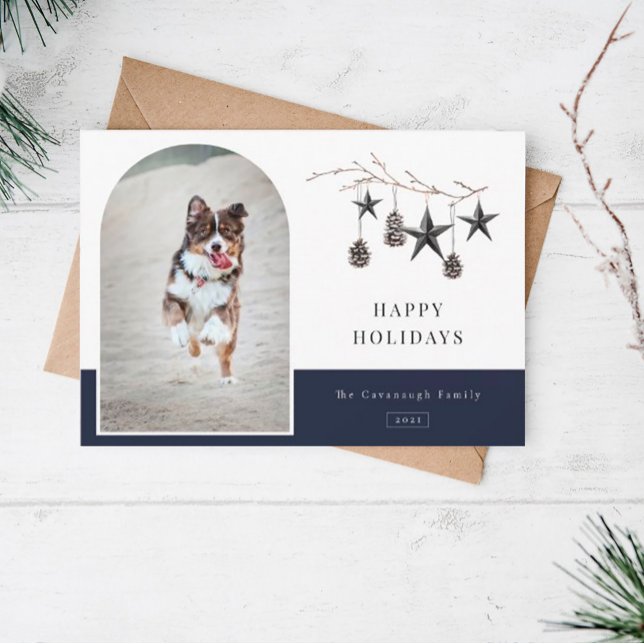 Cosy Nature Arch Frame Photo Holiday Card (Creator Uploaded)