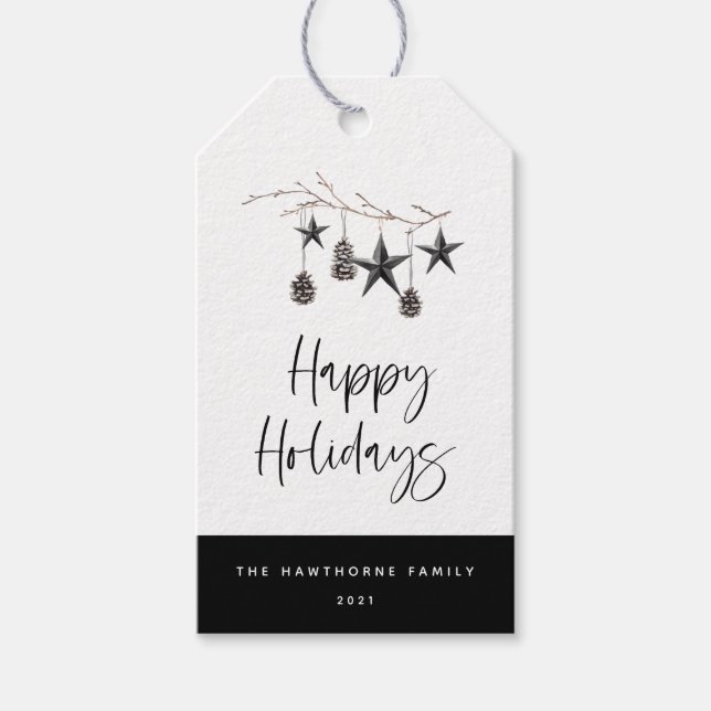 Cosy Nature Happy Holidays Gift Tags (Front)