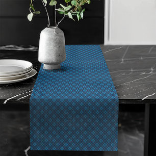 Cosy Navy and Blue Check Table Accent Piece Long Table Runner