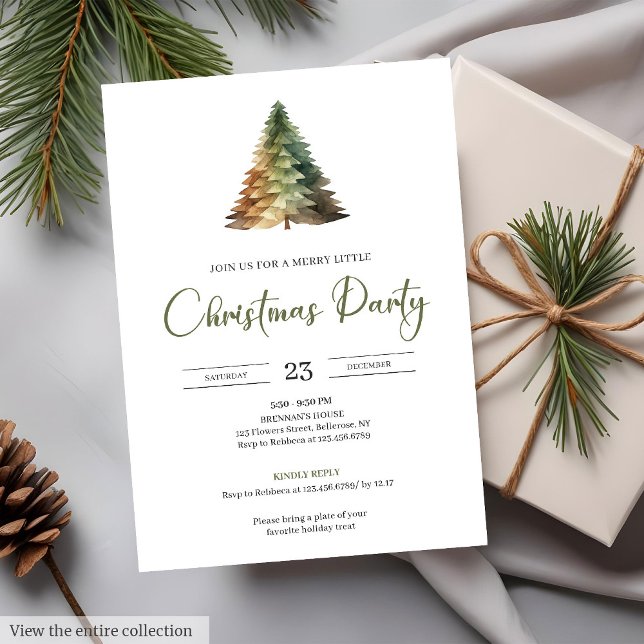 Cosy Neutral Earthy Rustic Minimalist Xmas Party  Invitation (Cozy Neutral Earthy Rustic Minimalist Xmas Party Invitation)