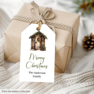Cosy Neutral Rustic Beige Watercolor Christmas Gift Tags