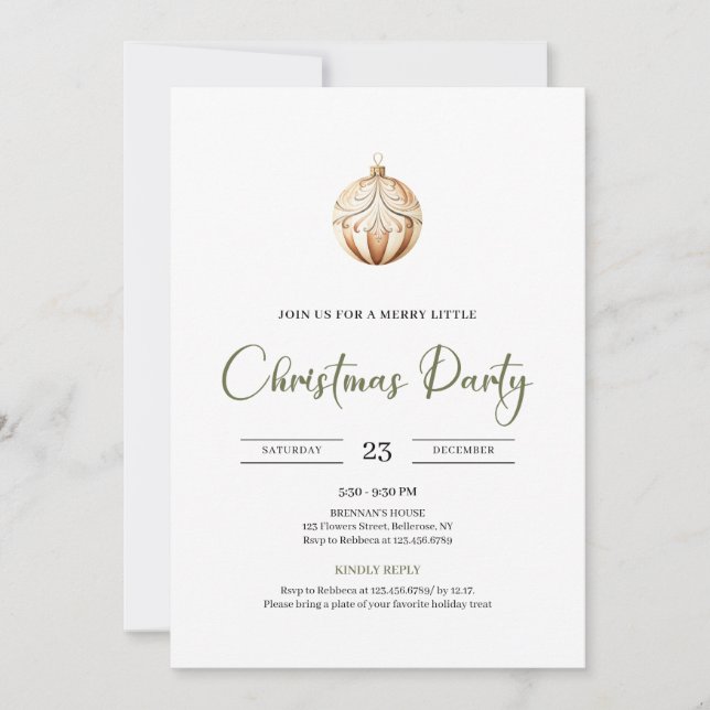 Cosy Neutral Sage Green Scandinavian Christmas  Invitation (Front)