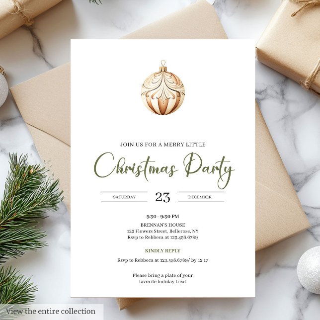 Cosy Neutral Sage Green Scandinavian Christmas  Invitation (Cozy Neutral Sage Green Scandinavian Christmas Party)