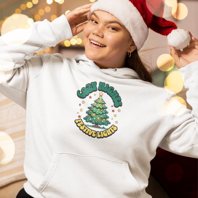 Cosy Nights, Festive Lights Christmas Tree Hoodie (Creator Uploaded)