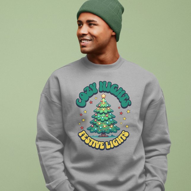 Cosy Nights, Festive Lights Christmas Tree Sweatshirt (Creator Uploaded)