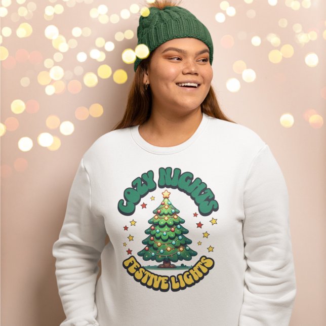 Cosy Nights, Festive Lights Christmas Tree Sweatshirt (Creator Uploaded)