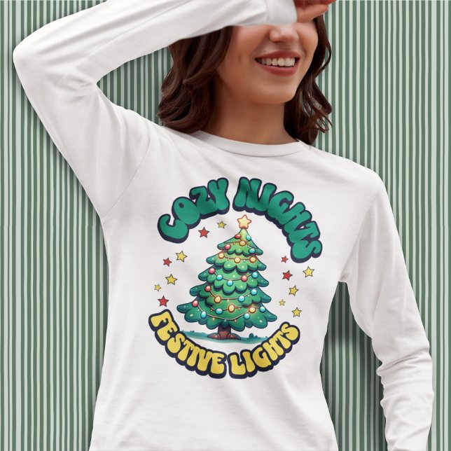 Cosy Nights, Festive Lights Christmas Tree T-Shirt (Creator Uploaded)