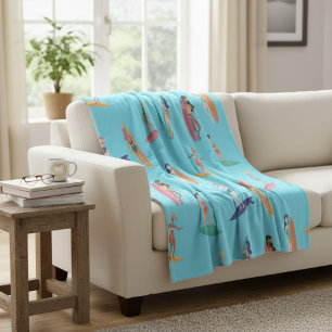 Cosy Ocean Surfer Girl Inspired Fleece Blanket