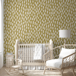 Cosy Olive Green and Beige Blocks Pattern Room Wallpaper