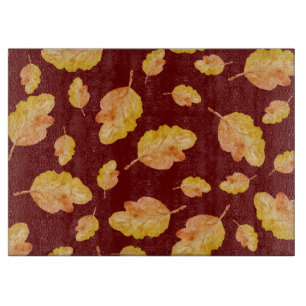 Cosy Orange Autumn Fall Leaves Cutting Board