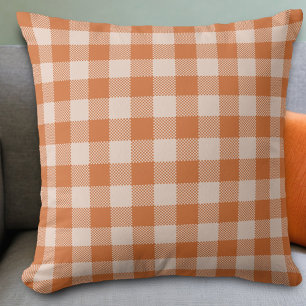 Cosy Orange Gingham Fall Autumn Cushion