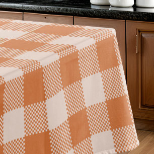 Cosy Orange Gingham Fall Autumn Tablecloth