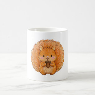 Cosy Orange Squirrel With Acorn Impasto Art Coffee Mug