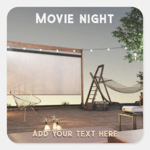 Cosy Outdoor Movie Night Square Sticker