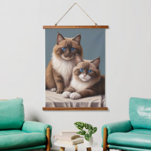 Cosy Pair of Ragdoll Cats Fluffy Pet Art Hanging Tapestry