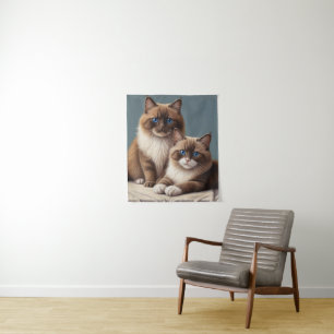 Cosy Pair of Ragdoll Cats Fluffy Pet Art  Tapestry