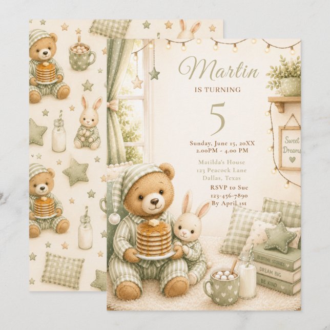 Cosy Pajama Birthday Invitation (Front/Back)
