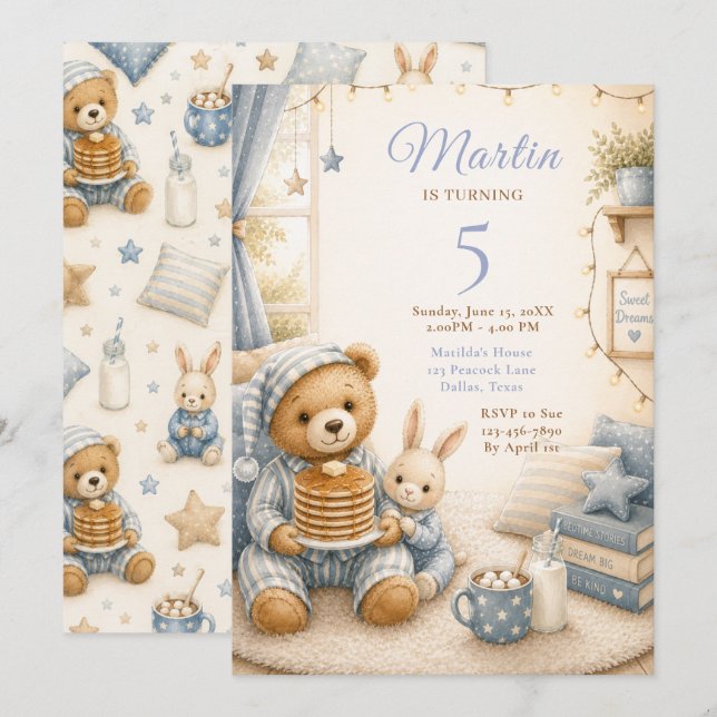 Cosy Pajama Birthday Invitation (Front/Back)
