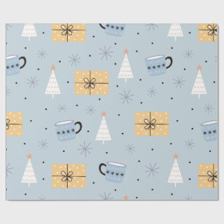 Cosy Pastel Christmas Gift & Coffee Mug Pattern Wrapping Paper