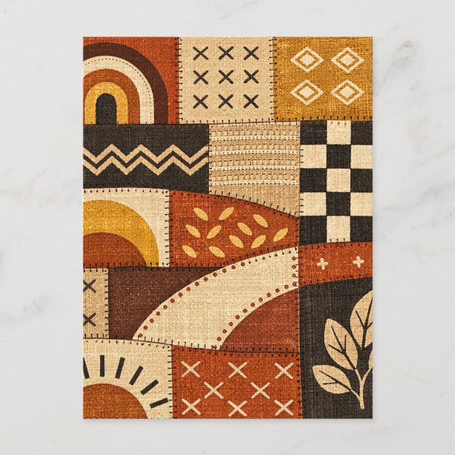 Cosy Patchwork Modern Postcard (Front)