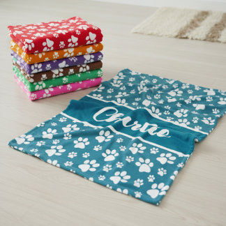 Cosy Paw Print Personalised Dog Blanket – Custom P