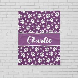 Cosy Paw Print Personalised Dog Blanket – Custom P