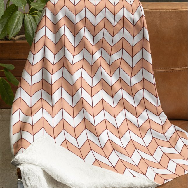 Cosy Peach Burgundy Herringbone Sherpa Blanket (Creator Uploaded)
