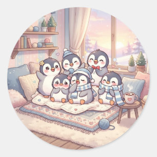Cosy Penguin Family Winter Sticker
