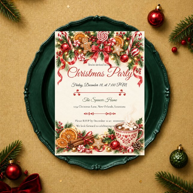 Cosy Peppermint Christmas Party Invitation (Creator Uploaded)