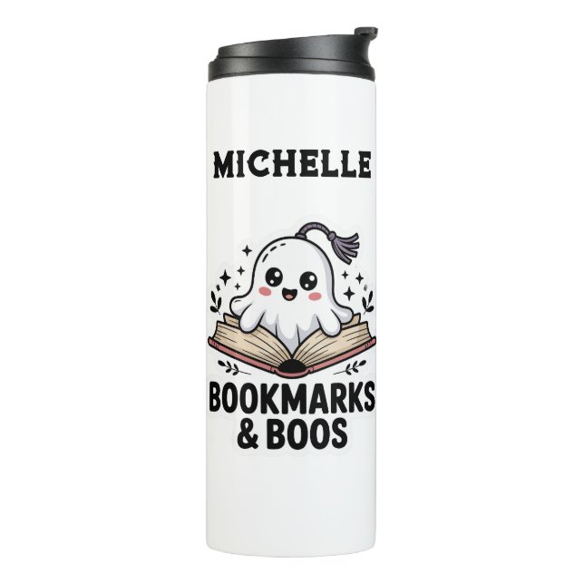 Cosy Personalised Ghost Bookmark Thermal Tumbler (Rotated Left)