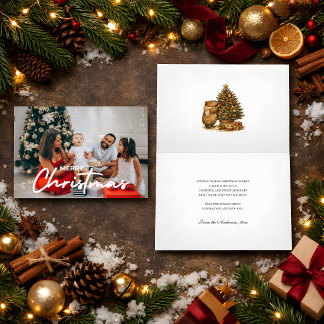 Cosy Photo Christmas Capybara Retro Christmas Tree Card