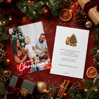 Cosy Photo Christmas Capybara Retro Christmas Tree Holiday Card