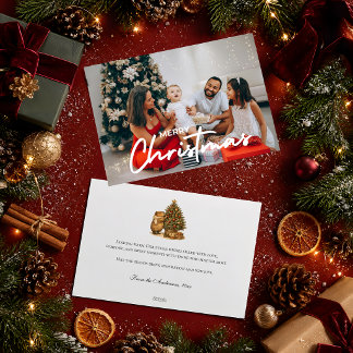 Cosy Photo Christmas Capybara Retro Christmas Tree Holiday Card