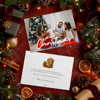 Cosy Photo Christmas Capybara Retro Hot Cocoa Holiday Card