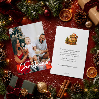 Cosy Photo Christmas Capybara Retro Hot Cocoa Holiday Card