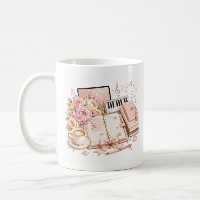  Cosy Piano Coffee Floral Mug editable (Left)