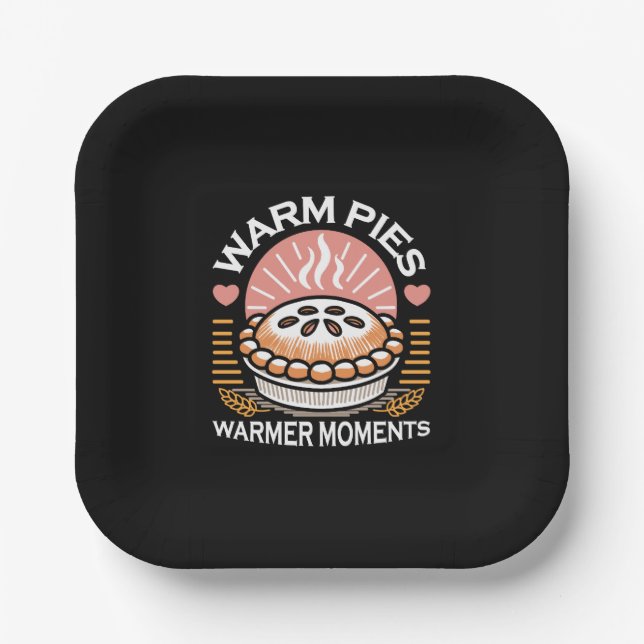 Cosy Pie Illustration: Warm Pies Warmer Moments Paper Plate (Front)