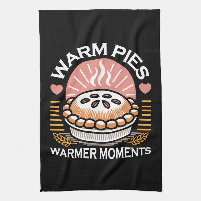 Cosy Pie Illustration: Warm Pies Warmer Moments Tea Towel (Vertical)
