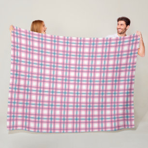 Cosy Pink And Blue Tartan Fleece Blanket