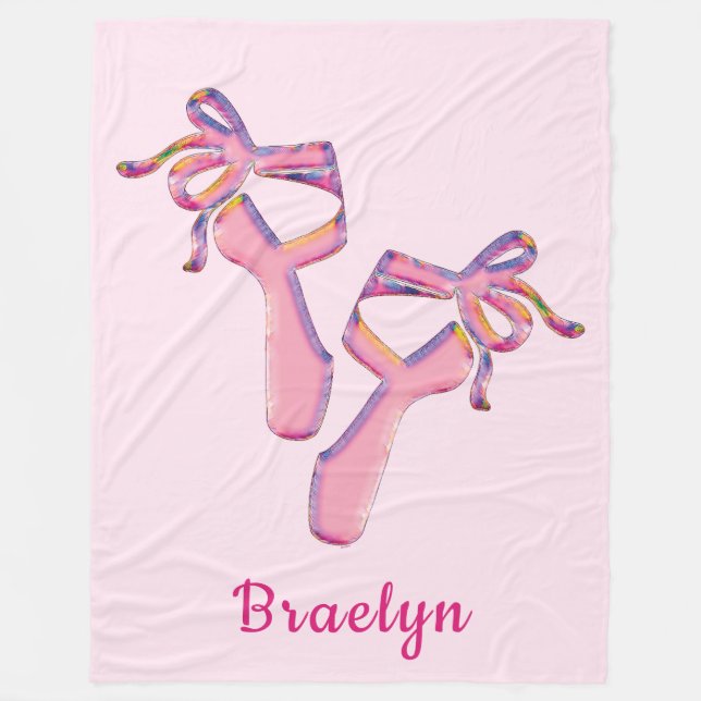 Cosy Pink Ballerina Mosaic Flamingo Design Fleece Blanket (Front)