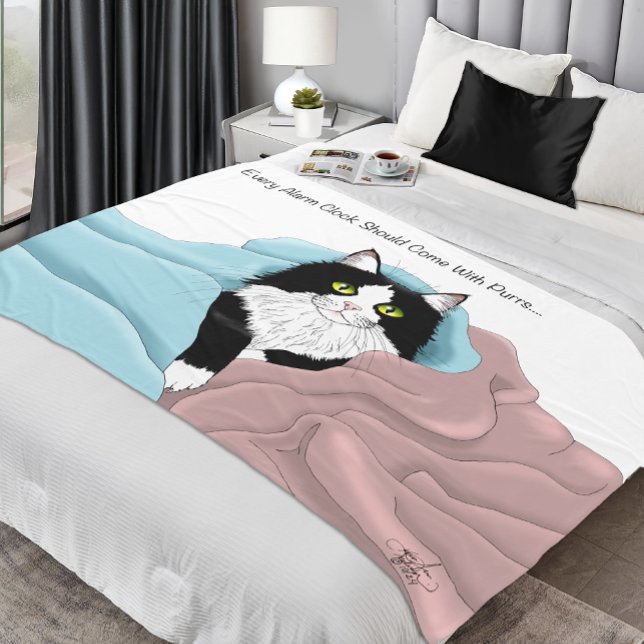 Cosy Pink Blue Whimsical Tuxedo Cat Blankets (Creator Uploaded)