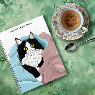 Cosy Pink Blue Whimsical Tuxedo Cat Blankets Planner