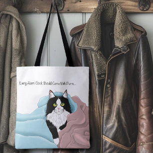 Cosy Pink Blue Whimsical Tuxedo Cat Blankets Tote Bag