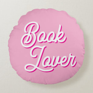 Cosy Pink Book Lover Round Throw Pillow