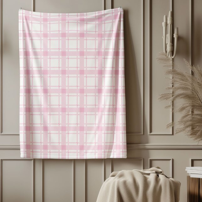 Cosy Pink Chequered Throw Warm Stylish Touch Fleece Blanket (Cozy Pink Checkered Throw Warm Stylish Touch Fleece Blanket)