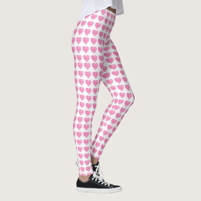 Cosy Pink Heart Designer Leggings (Right)