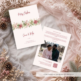 Cosy Pink Poinsettia Winter Wedding TLW26 Save The Date